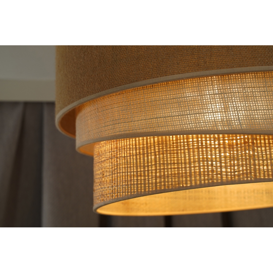Duolla - Luster na lanku YUTE TRIO 1xE27/15W/230V pr. 45 cm hnedá/šedá/béžová