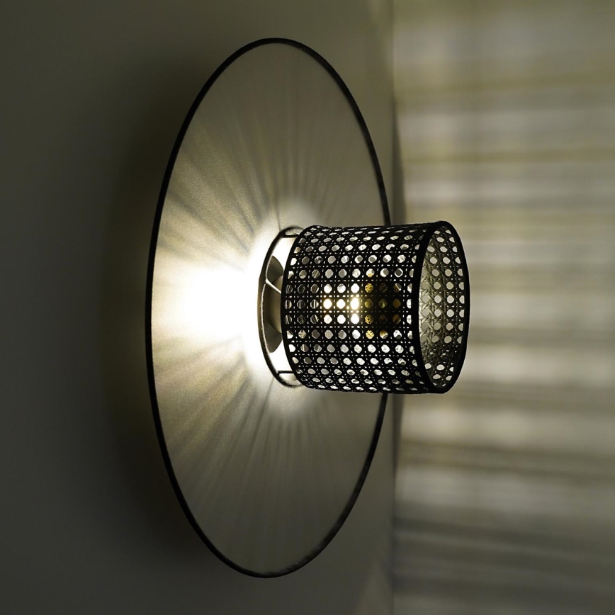 Duolla - Nástenné svietidlo TOKYO RATTAN 1xE27/15W/230V pr. 50 cm strieborná/čierna