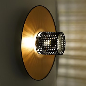 Duolla - Nástenné svietidlo TOKYO RATTAN 1xE27/15W/230V pr. 50 cm zlatá/čierna