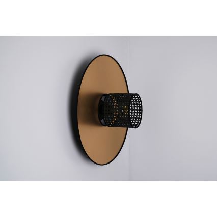 Duolla - Nástenné svietidlo TOKYO RATTAN 1xE27/15W/230V pr. 50 cm zlatá/čierna