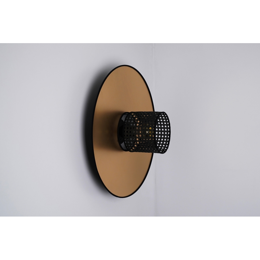 Duolla - Nástenné svietidlo TOKYO RATTAN 1xE27/15W/230V pr. 50 cm zlatá/čierna