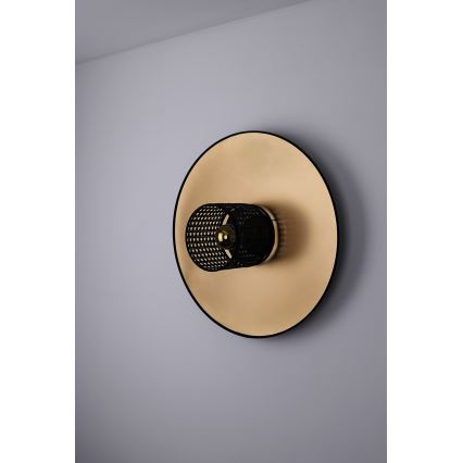 Duolla - Nástenné svietidlo TOKYO RATTAN 1xE27/15W/230V pr. 50 cm zlatá/čierna
