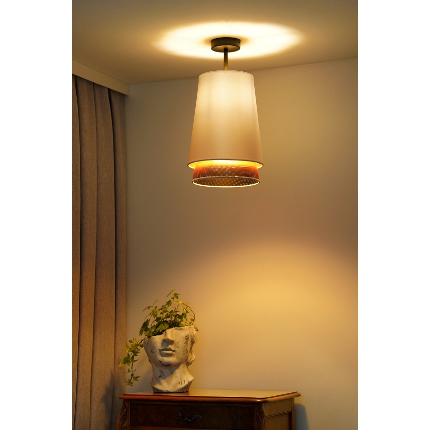 Duolla - Prisadený luster BELL SHINY 1xE27/15W/230V pr. 25 cm biela/medená
