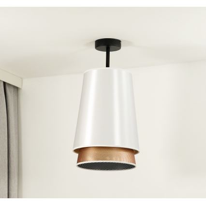 Duolla - Prisadený luster BELL SHINY 1xE27/15W/230V pr. 25 cm biela/medená