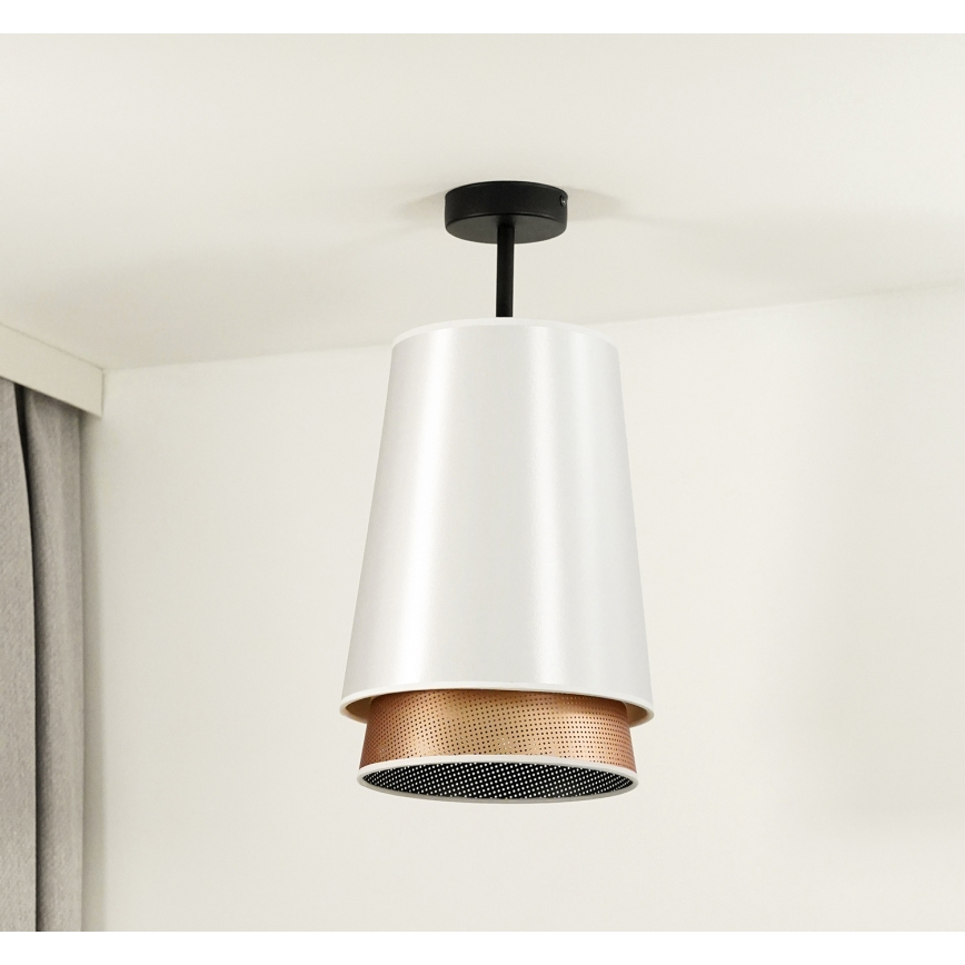 Duolla - Prisadený luster BELL SHINY 1xE27/15W/230V pr. 25 cm biela/medená