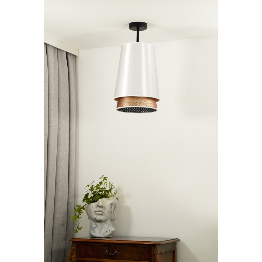 Duolla - Prisadený luster BELL SHINY 1xE27/15W/230V pr. 25 cm biela/medená