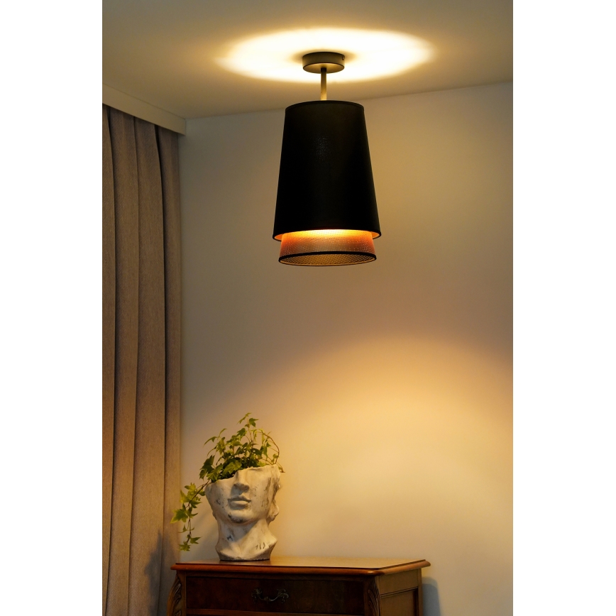 Duolla - Prisadený luster BELL SHINY 1xE27/15W/230V pr. 25 cm čierna/medená
