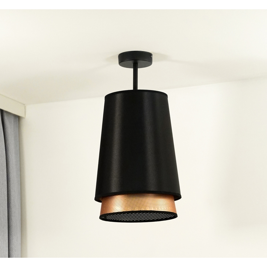 Duolla - Prisadený luster BELL SHINY 1xE27/15W/230V pr. 25 cm čierna/medená