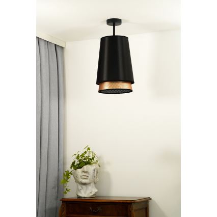 Duolla - Prisadený luster BELL SHINY 1xE27/15W/230V pr. 25 cm čierna/medená
