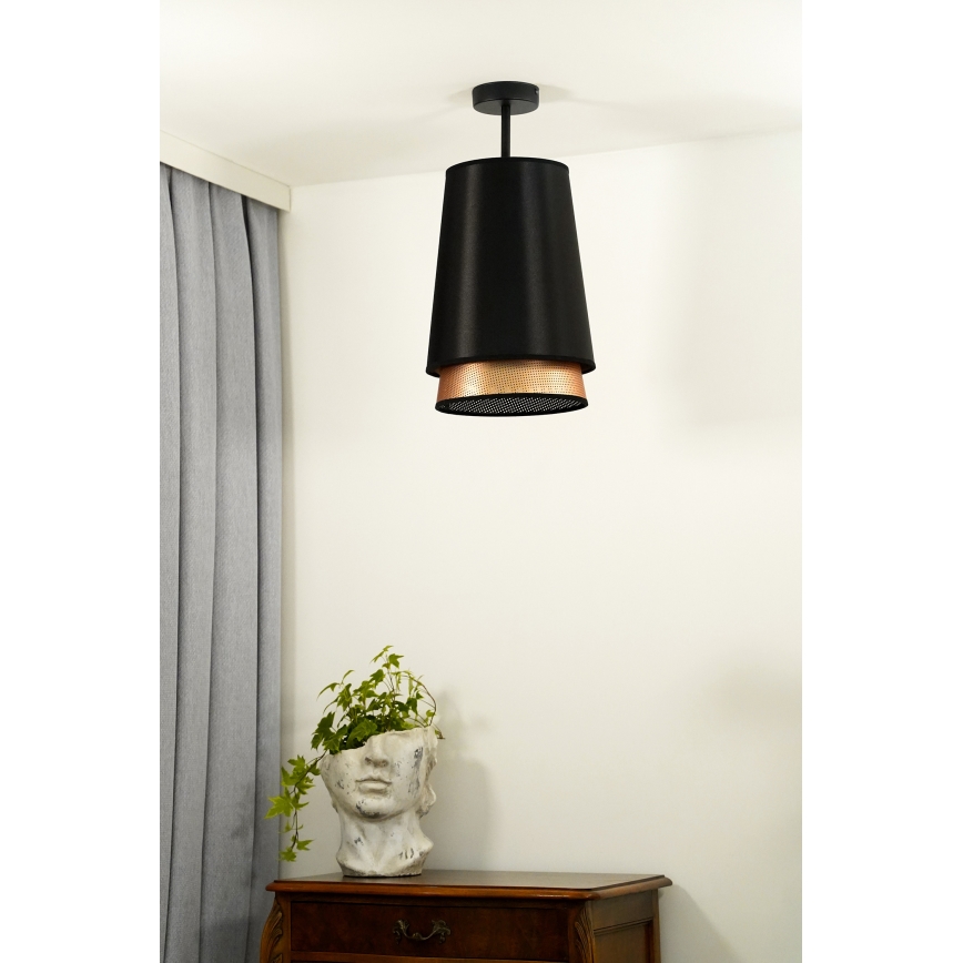 Duolla - Prisadený luster BELL SHINY 1xE27/15W/230V pr. 25 cm čierna/medená