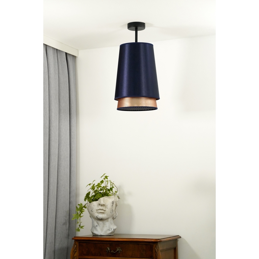 Duolla - Prisadený luster BELL SHINY 1xE27/15W/230V pr. 25 cm modrá/medená