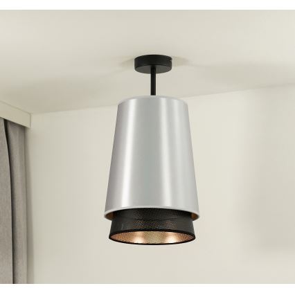 Duolla - Prisadený luster BELL SHINY 1xE27/15W/230V pr. 25 cm strieborná/čierna