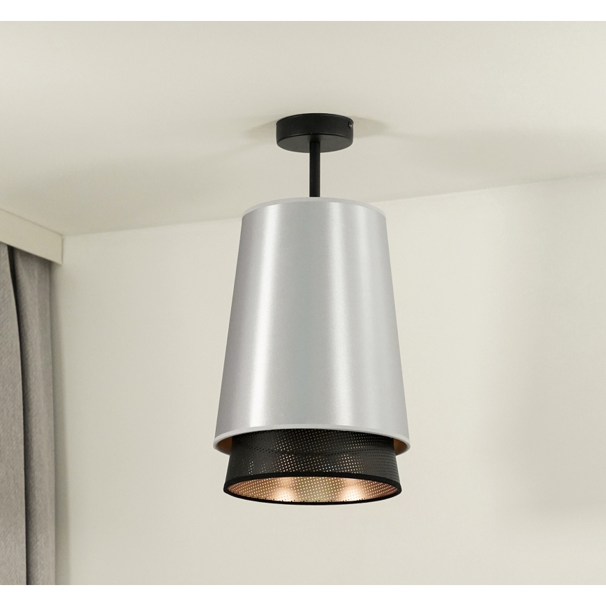 Duolla - Prisadený luster BELL SHINY 1xE27/15W/230V pr. 25 cm strieborná/čierna
