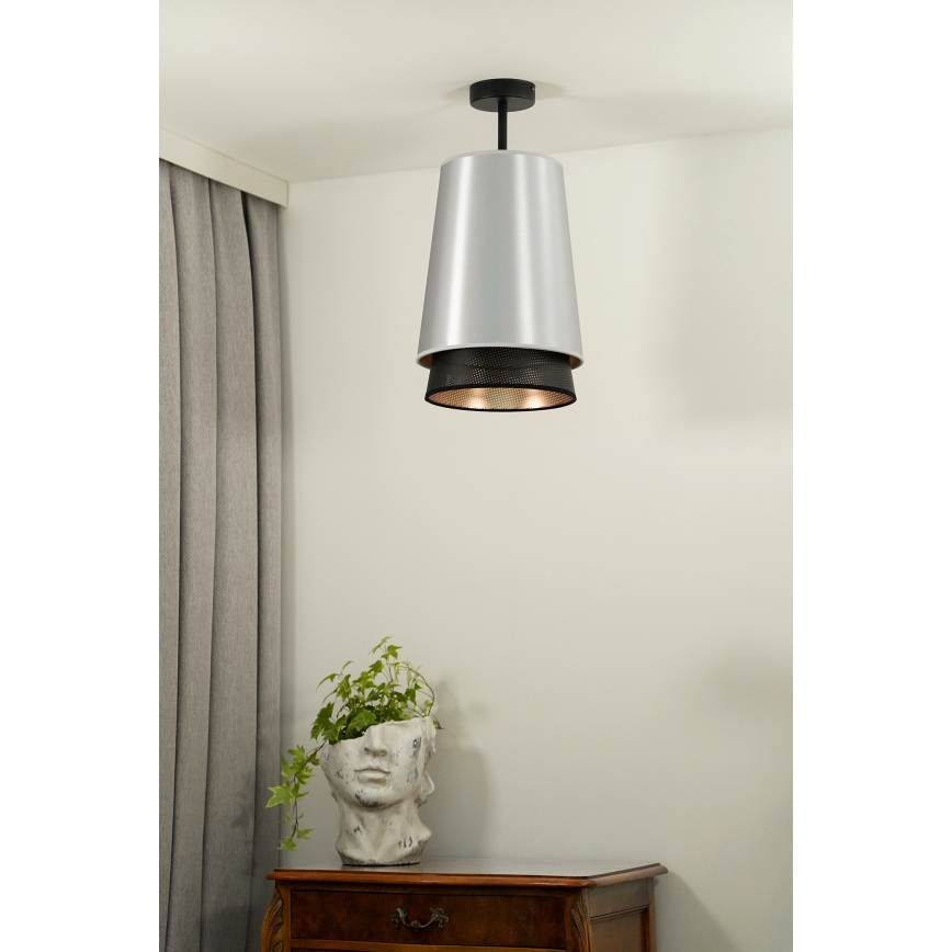 Duolla - Prisadený luster BELL SHINY 1xE27/15W/230V pr. 25 cm strieborná/čierna