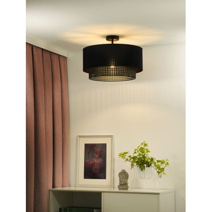 Duolla - Prisadený luster BOHO RATTAN 1xE27/15W/230V pr. 45 cm čierna