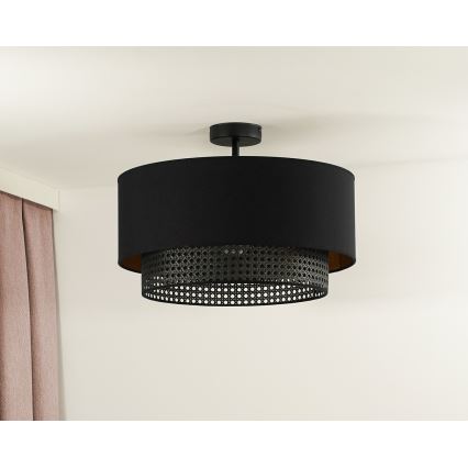 Duolla - Prisadený luster BOHO RATTAN 1xE27/15W/230V pr. 45 cm čierna