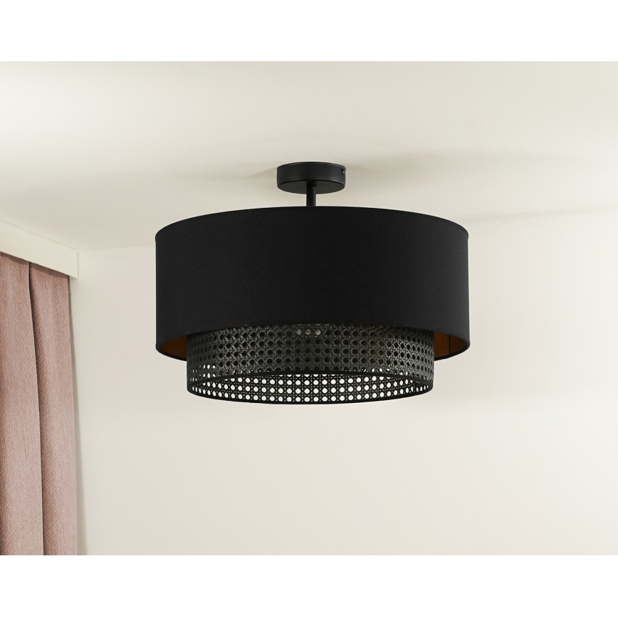 Duolla - Prisadený luster BOHO RATTAN 1xE27/15W/230V pr. 45 cm čierna