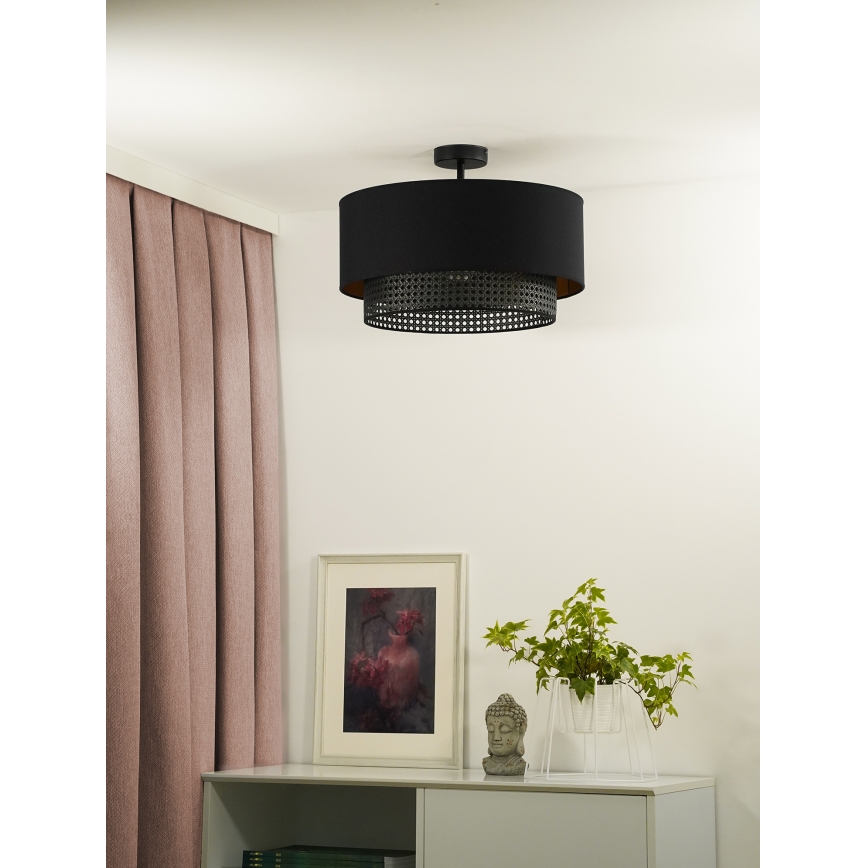 Duolla - Prisadený luster BOHO RATTAN 1xE27/15W/230V pr. 45 cm čierna