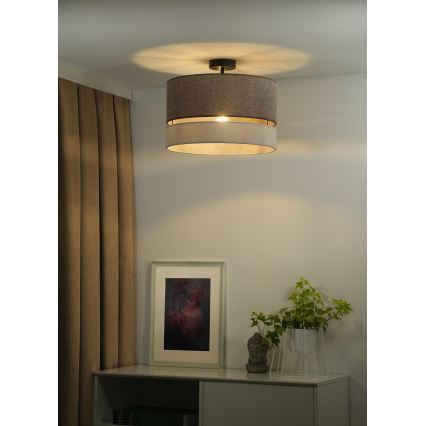 Duolla - Prisadený luster DOUBLE 1xE27/15W/230V pr. 40 cm hnedá/šedá