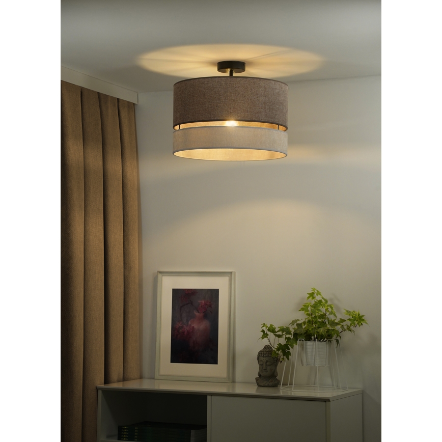 Duolla - Prisadený luster DOUBLE 1xE27/15W/230V pr. 40 cm hnedá/šedá