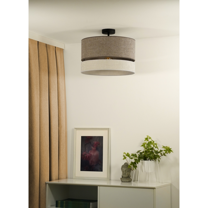 Duolla - Prisadený luster DOUBLE 1xE27/15W/230V pr. 40 cm hnedá/šedá