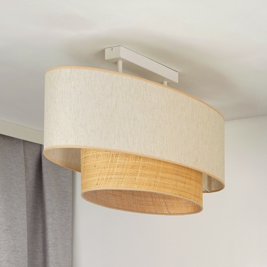 Duolla - Prisadený luster DOUBLE OVAL NATURE 2xE27/15W/230V krémová/béžová