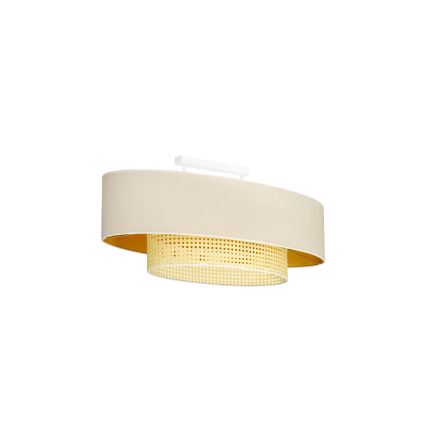 Duolla - Prisadený luster DOUBLE OVAL RATTAN 2xE27/15W/230V krémová/ratan