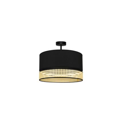Duolla - Prisadený luster DOUBLE RATTAN 1xE27/15W/230V pr. 40 cm čierna/béžová