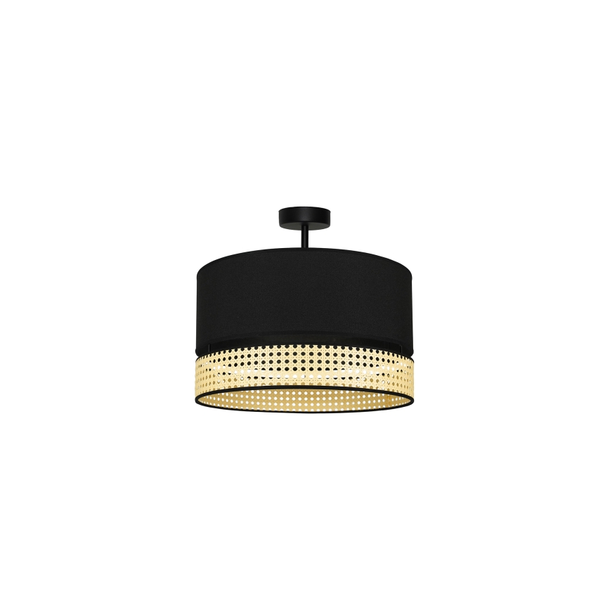 Duolla - Prisadený luster DOUBLE RATTAN 1xE27/15W/230V pr. 40 cm čierna/béžová