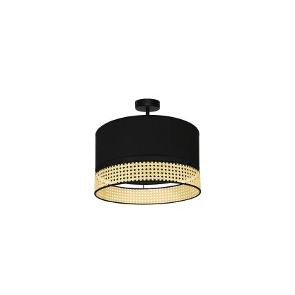 Duolla - Prisadený luster DOUBLE RATTAN 1xE27/15W/230V pr. 40 cm čierna/béžová