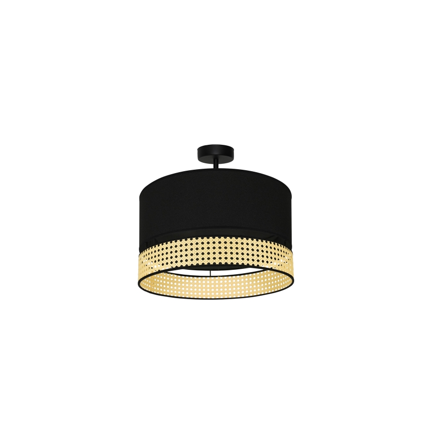 Duolla - Prisadený luster DOUBLE RATTAN 1xE27/15W/230V pr. 40 cm čierna/béžová