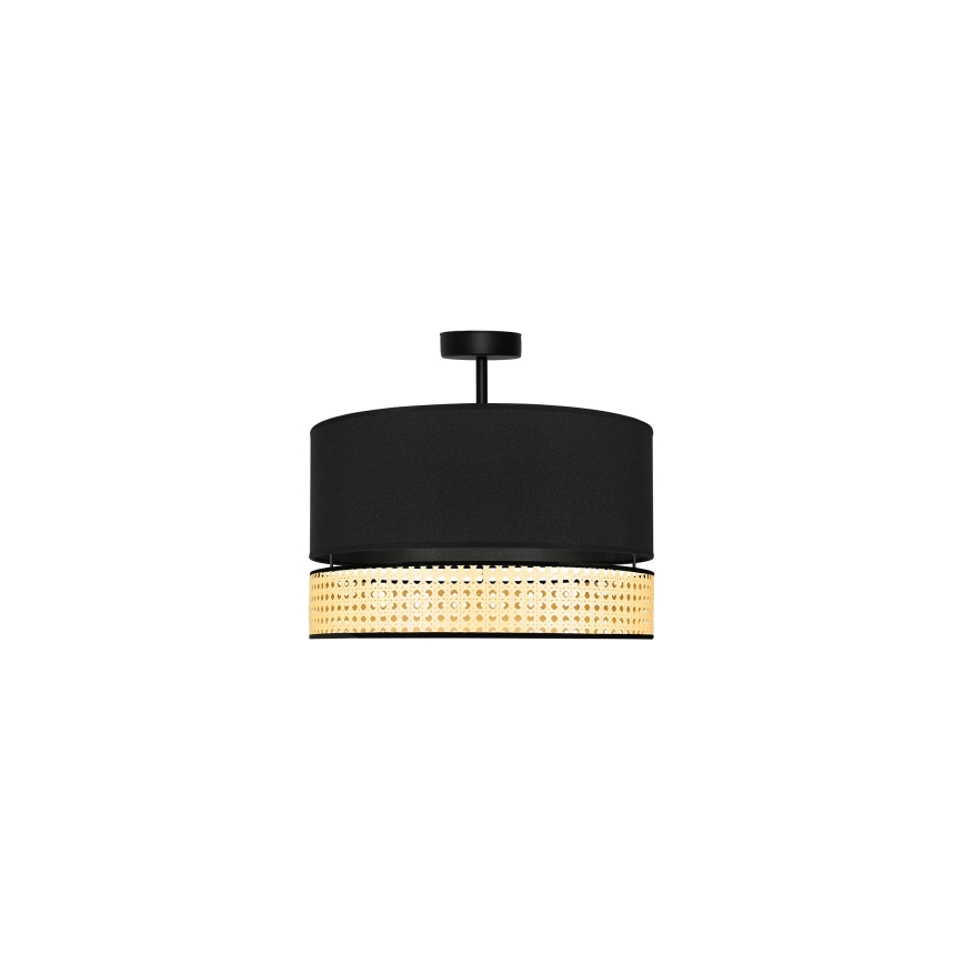 Duolla - Prisadený luster DOUBLE RATTAN 1xE27/15W/230V pr. 40 cm čierna/béžová
