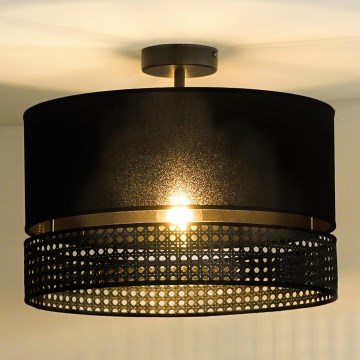 Duolla - Prisadený luster DOUBLE RATTAN 1xE27/15W/230V pr. 40 cm čierna