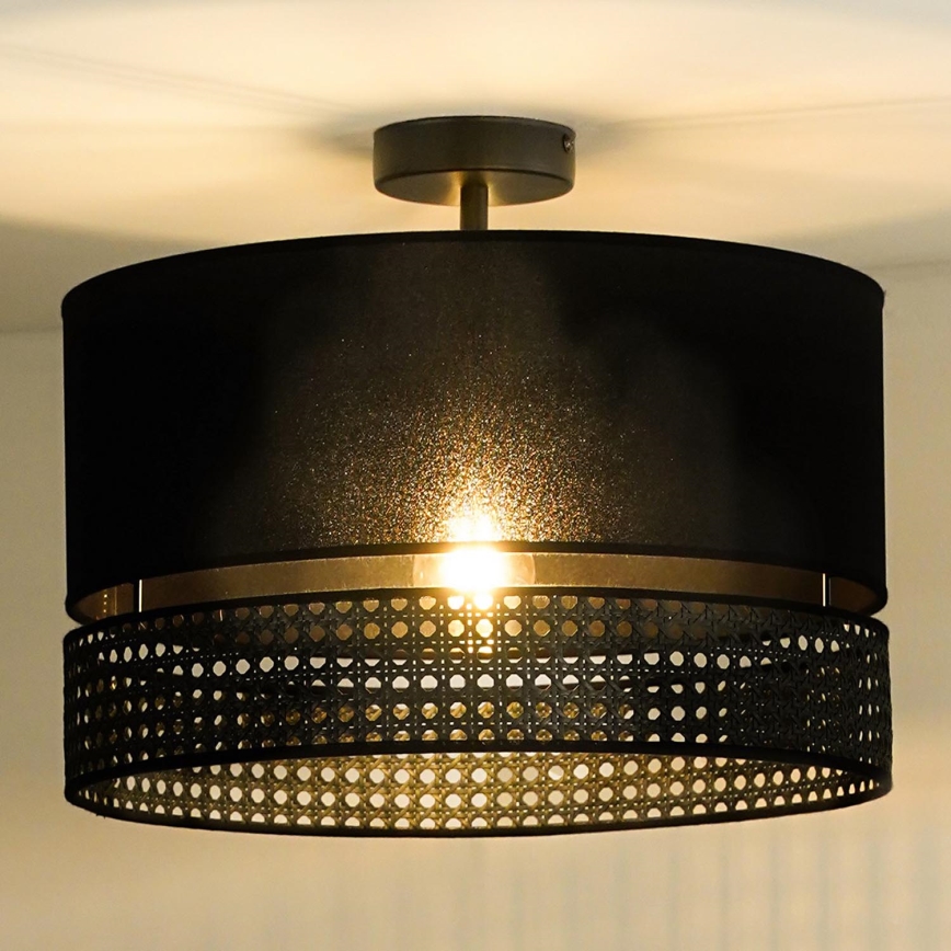 Duolla - Prisadený luster DOUBLE RATTAN 1xE27/15W/230V pr. 40 cm čierna