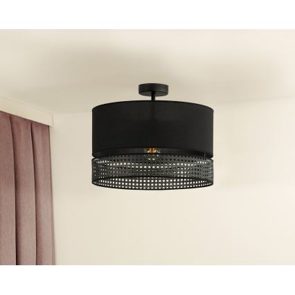 Duolla - Prisadený luster DOUBLE RATTAN 1xE27/15W/230V pr. 40 cm čierna
