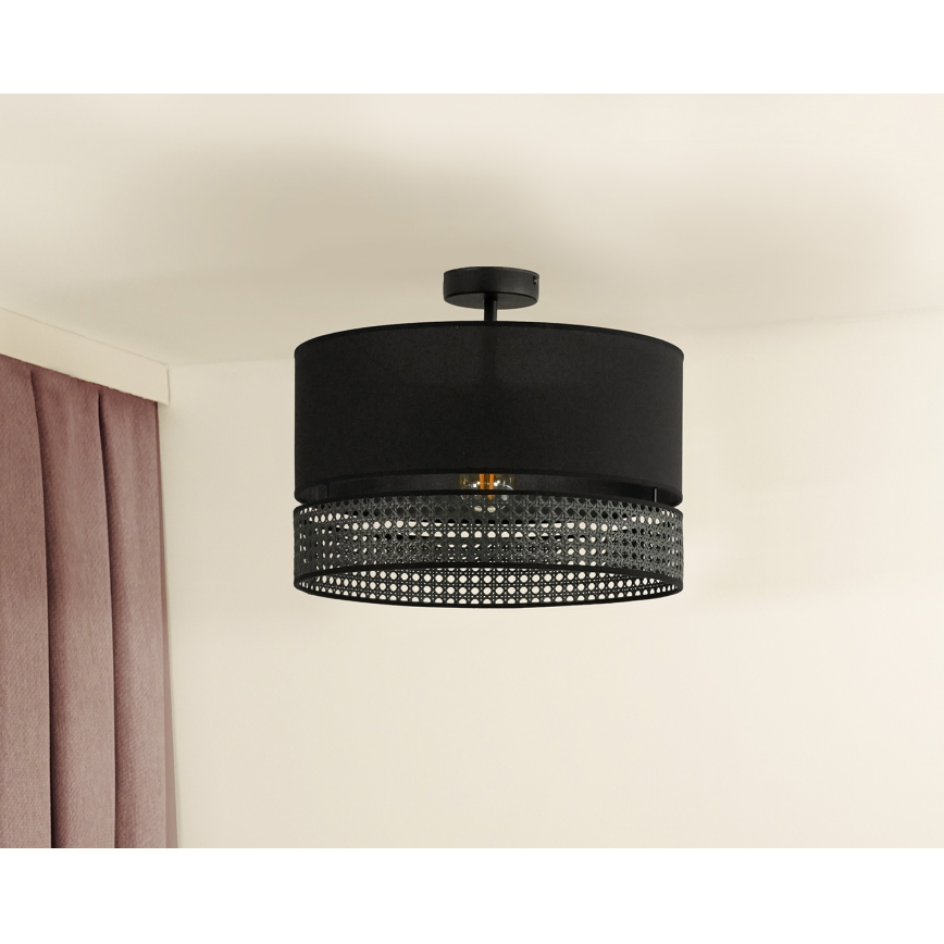 Duolla - Prisadený luster DOUBLE RATTAN 1xE27/15W/230V pr. 40 cm čierna
