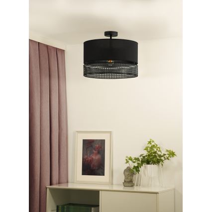 Duolla - Prisadený luster DOUBLE RATTAN 1xE27/15W/230V pr. 40 cm čierna