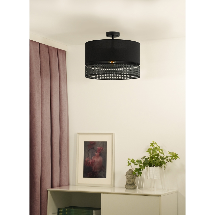 Duolla - Prisadený luster DOUBLE RATTAN 1xE27/15W/230V pr. 40 cm čierna