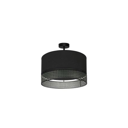 Duolla - Prisadený luster DOUBLE RATTAN 1xE27/15W/230V pr. 40 cm čierna