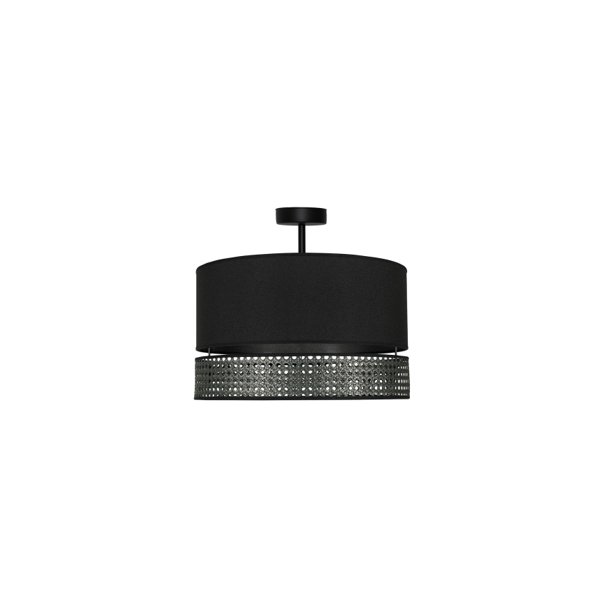 Duolla - Prisadený luster DOUBLE RATTAN 1xE27/15W/230V pr. 40 cm čierna