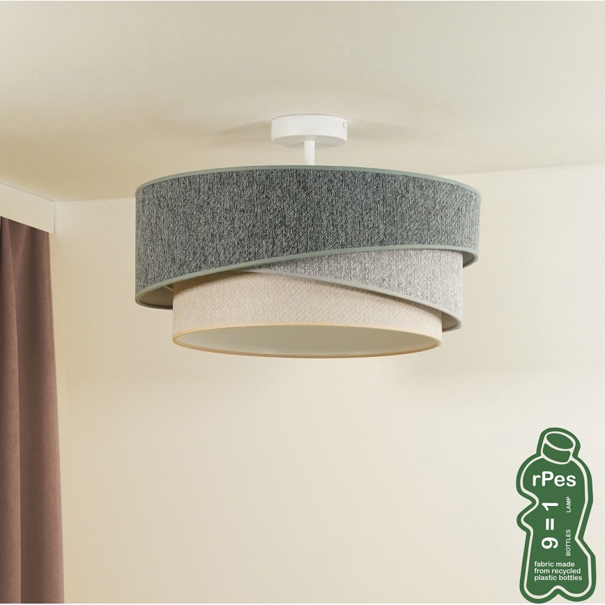 Duolla - Prisadený luster KOBO ECO RECYCLING 1xE27/15W/230V pr. 45 cm zelená/šedá/krémová