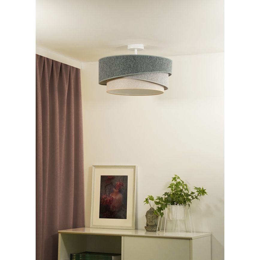 Duolla - Prisadený luster KOBO ECO RECYCLING 1xE27/15W/230V pr. 45 cm zelená/šedá/krémová
