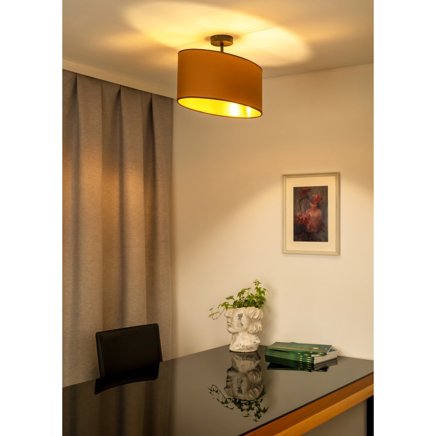 Duolla - Prisadený luster OVAL VEGAN 1xE27/15W/230V hnedá