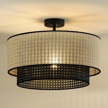 Duolla - Prisadený luster RATTAN YUTE 1xE27/15W/230V pr. 45 cm krémová/čierna