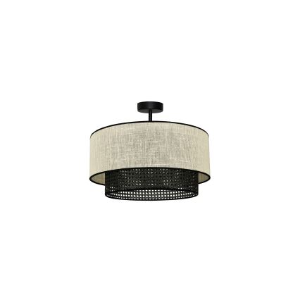 Duolla - Prisadený luster RATTAN YUTE 1xE27/15W/230V pr. 45 cm krémová/čierna