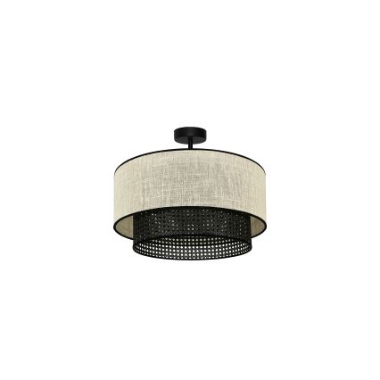 Duolla - Prisadený luster RATTAN YUTE 1xE27/15W/230V pr. 45 cm krémová/čierna