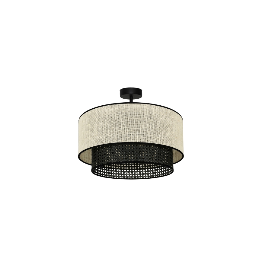Duolla - Prisadený luster RATTAN YUTE 1xE27/15W/230V pr. 45 cm krémová/čierna