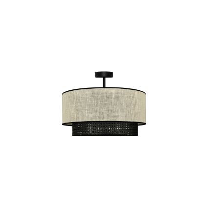 Duolla - Prisadený luster RATTAN YUTE 1xE27/15W/230V pr. 45 cm krémová/čierna
