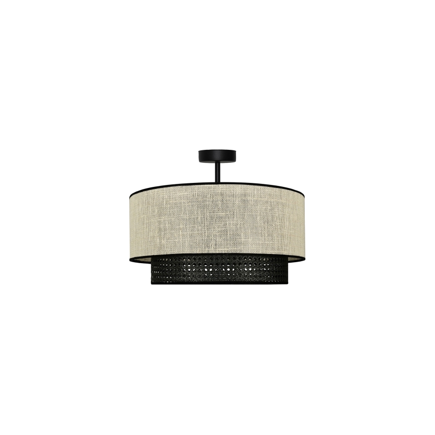 Duolla - Prisadený luster RATTAN YUTE 1xE27/15W/230V pr. 45 cm krémová/čierna