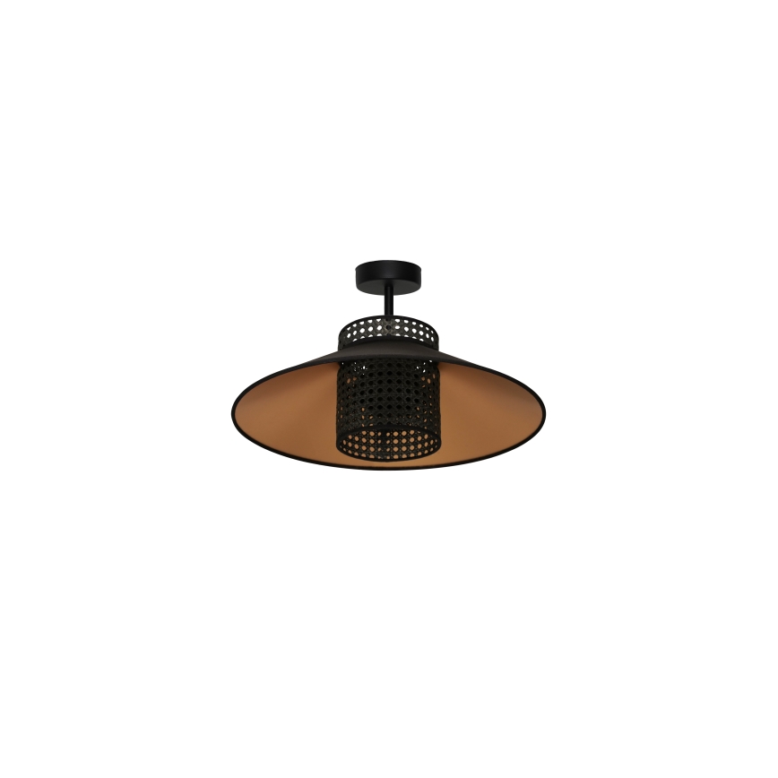 Duolla - Prisadený luster RIO RATTAN 1xE27/15W/230V pr. 45 cm čierna/zlatá